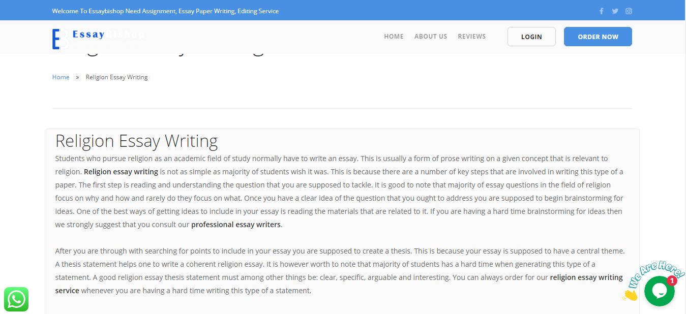 Religion Essay Writing
