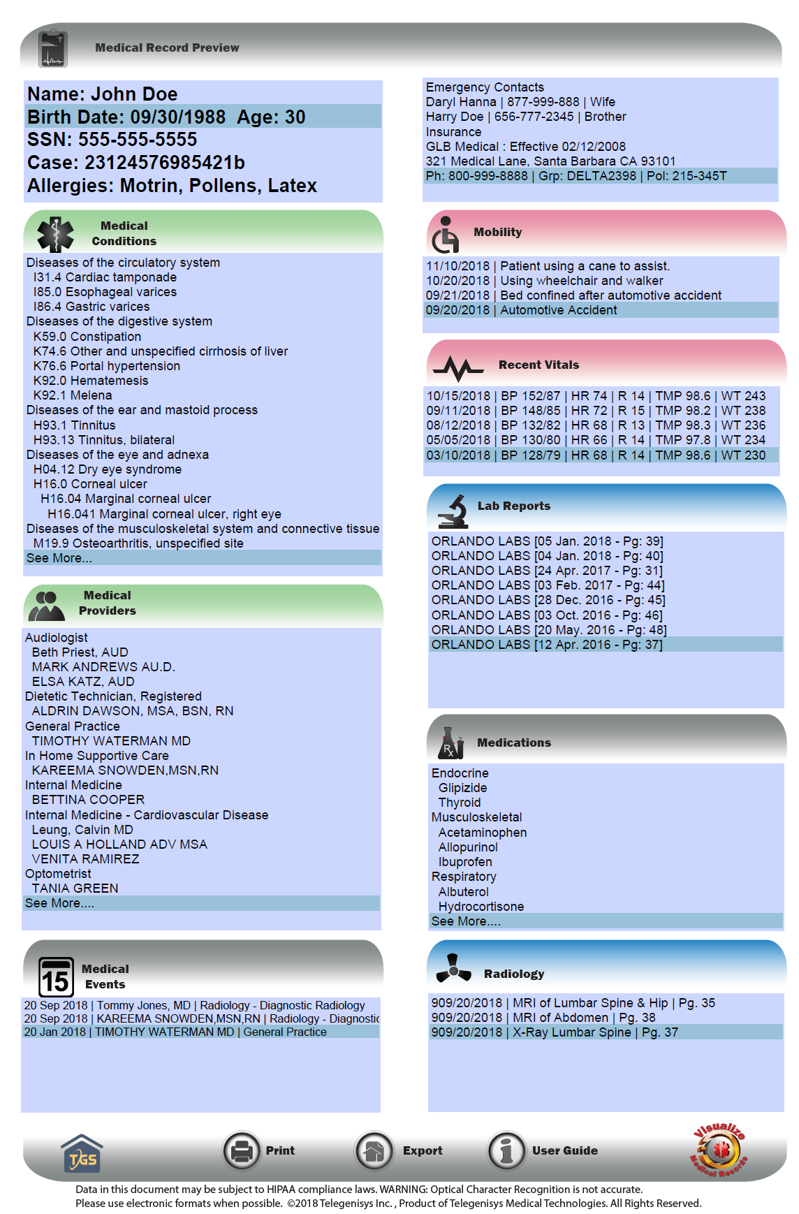 Medical Chronology Structured Data Export Support