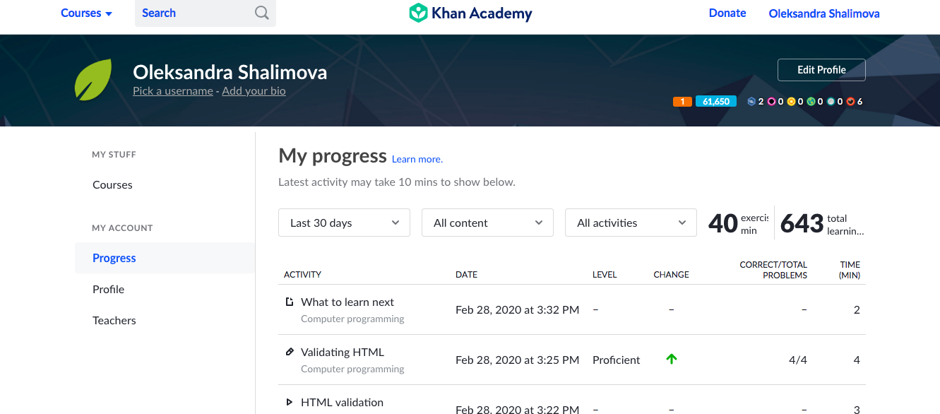 Screen KhanAcademy