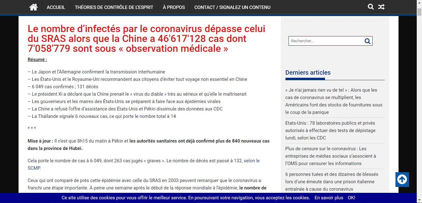 Article Coronavirus intercepté