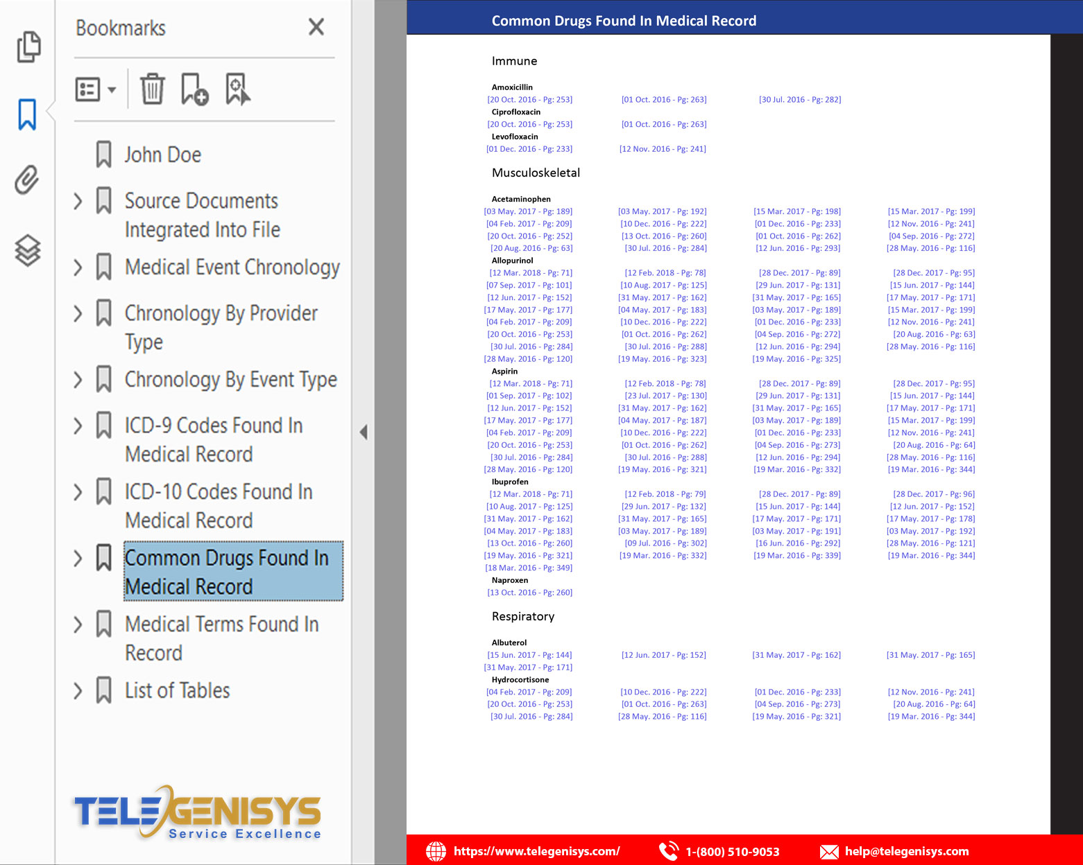 Medical Chronology samples using (VMR)