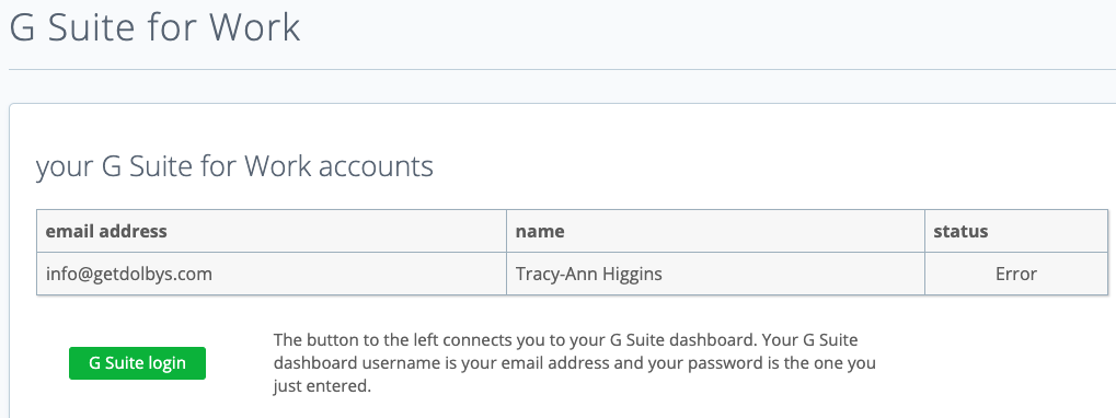 Bluehost G-Suite Error