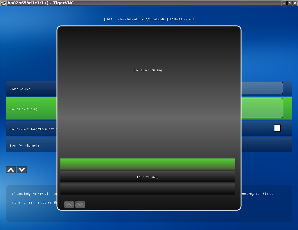 Missing text VNC MythTV Setup