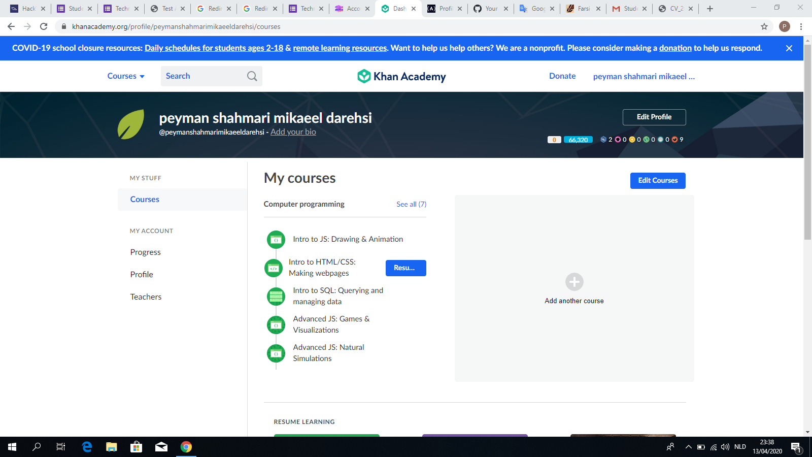 khan academy profile