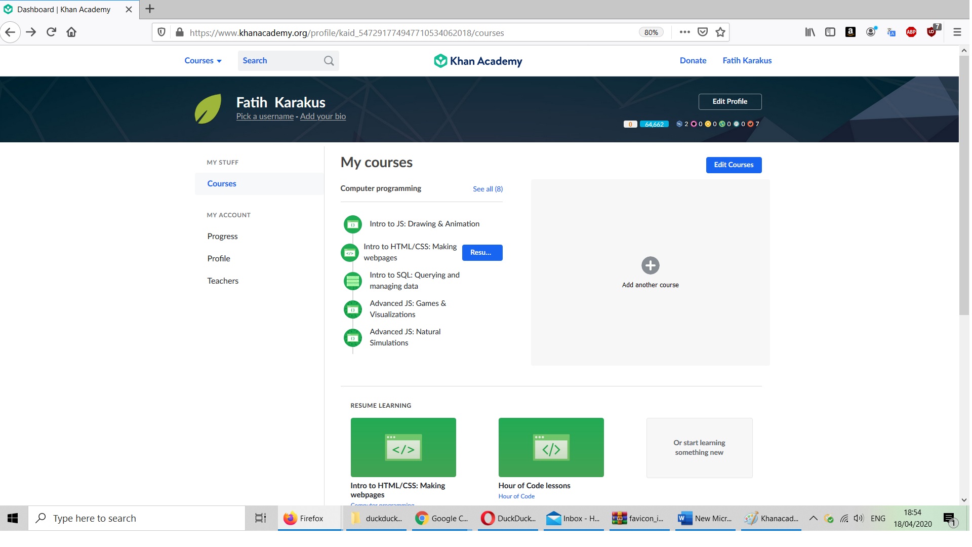 Khan Academy course