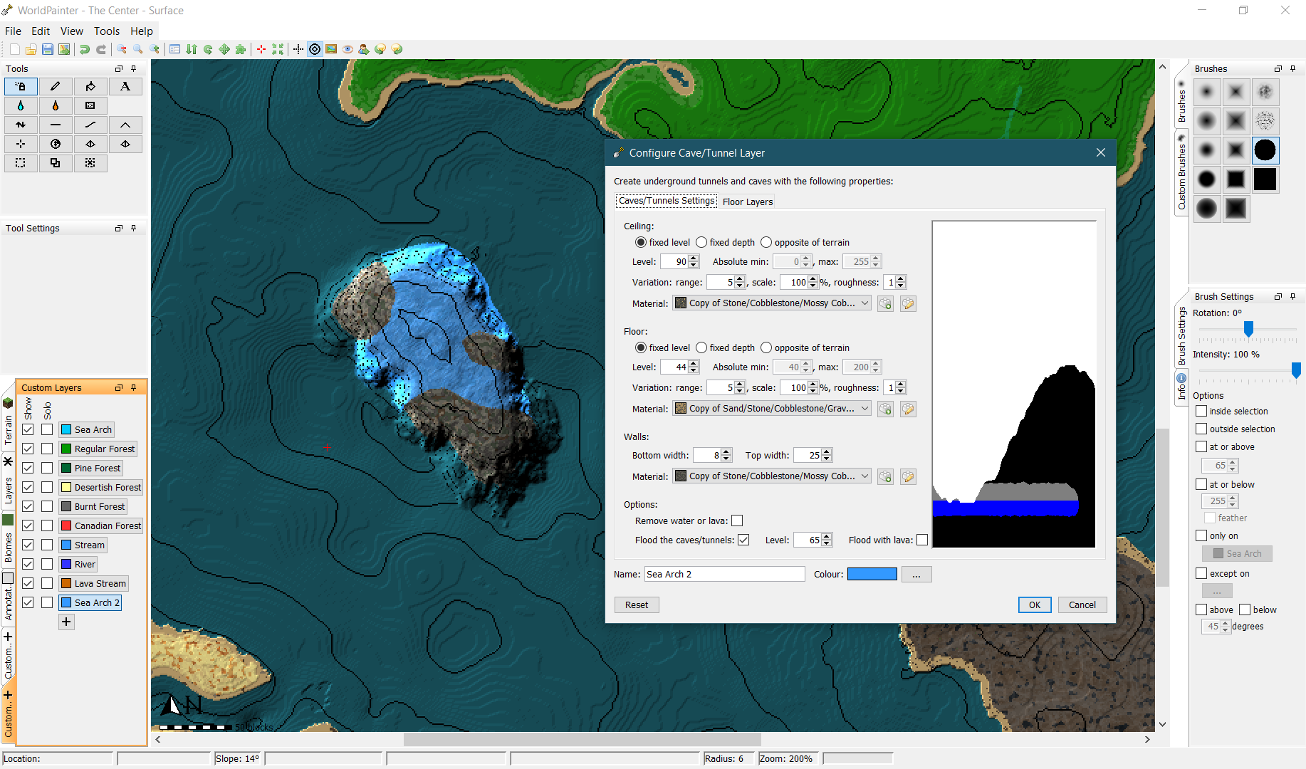 WorldPainter Sea Arch Cave/Tunnel Layer