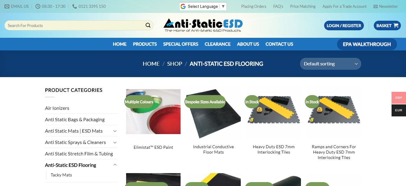 Esd floor tiles