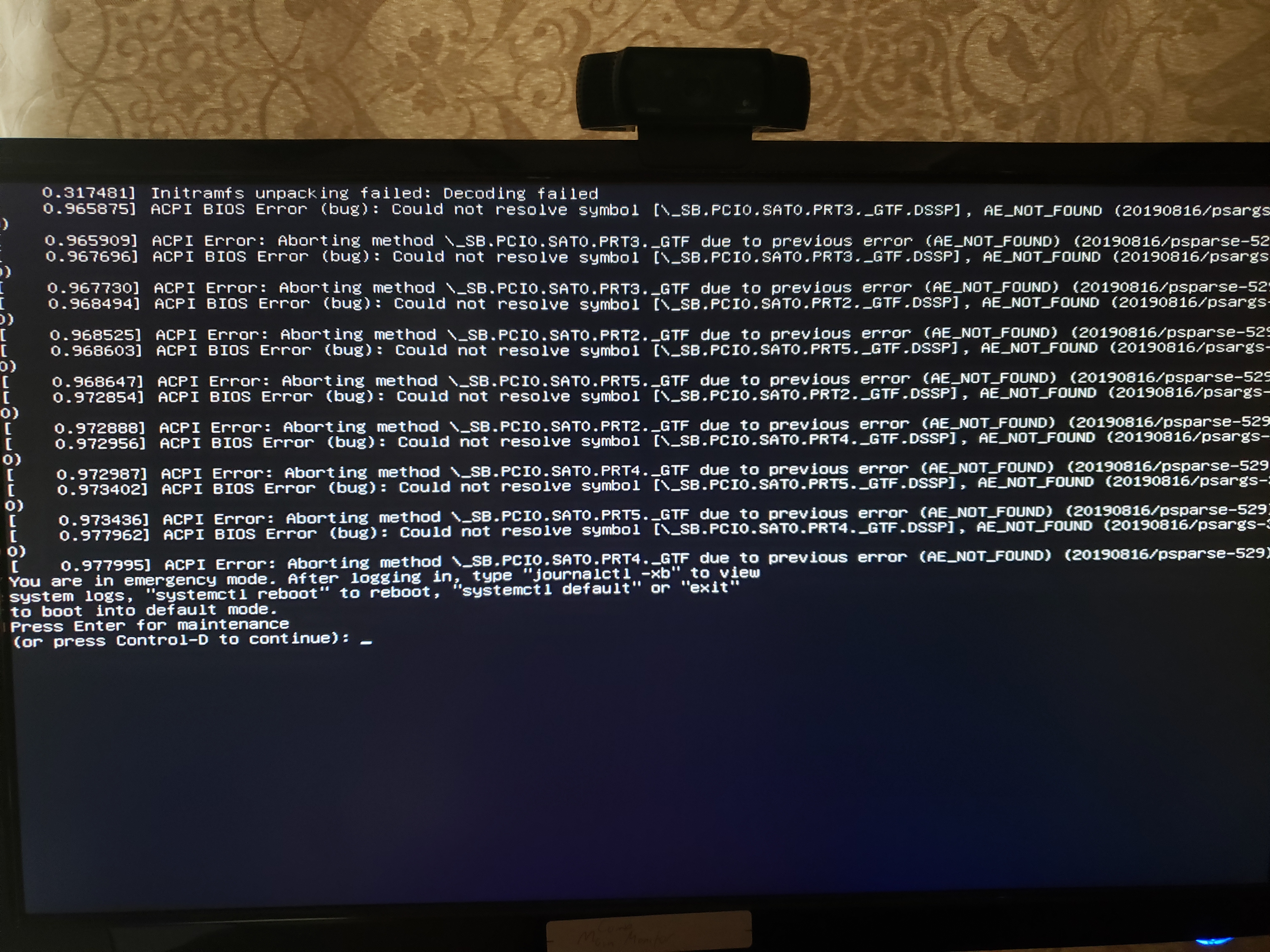 error message boot