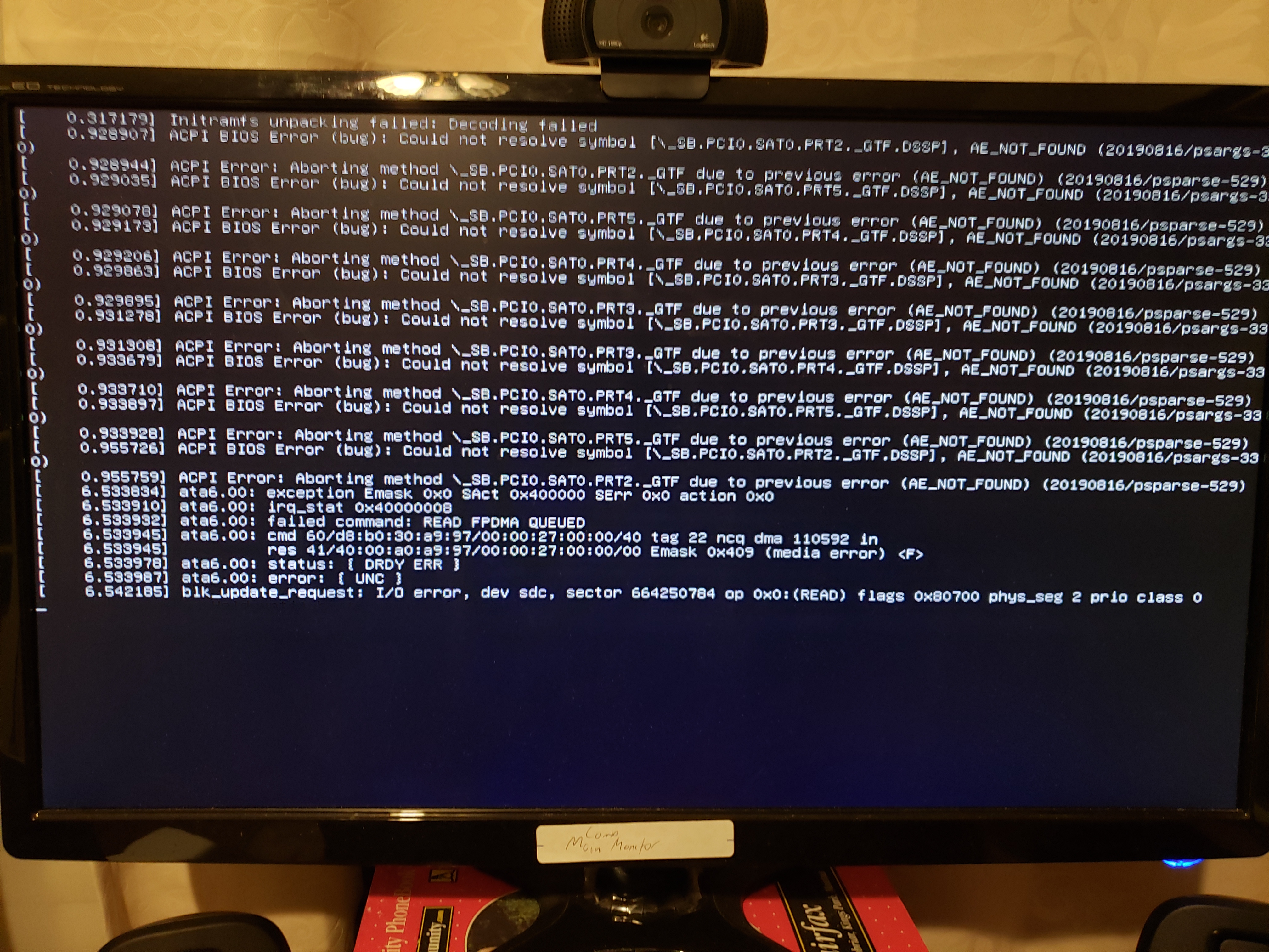 boot error message