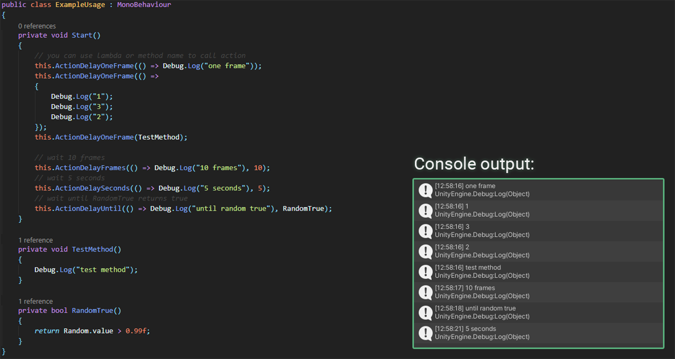 console output