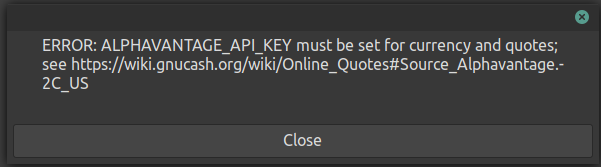 Price Quote Error Message