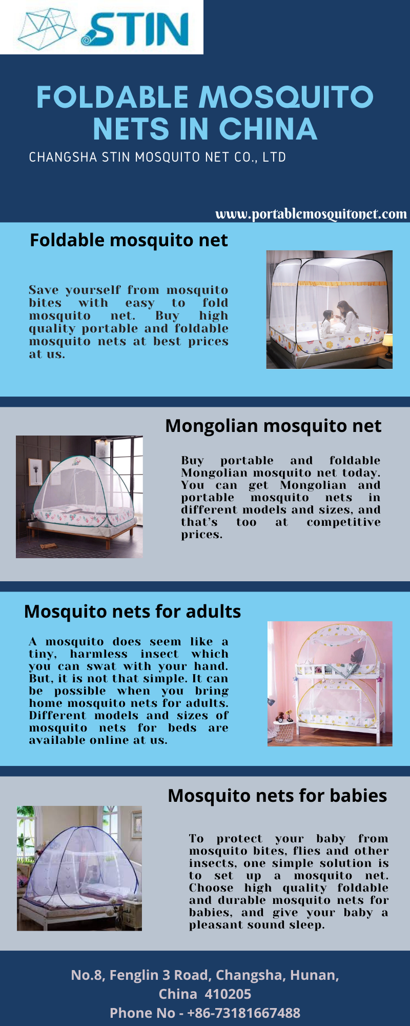 Foldable mosquito nets in China