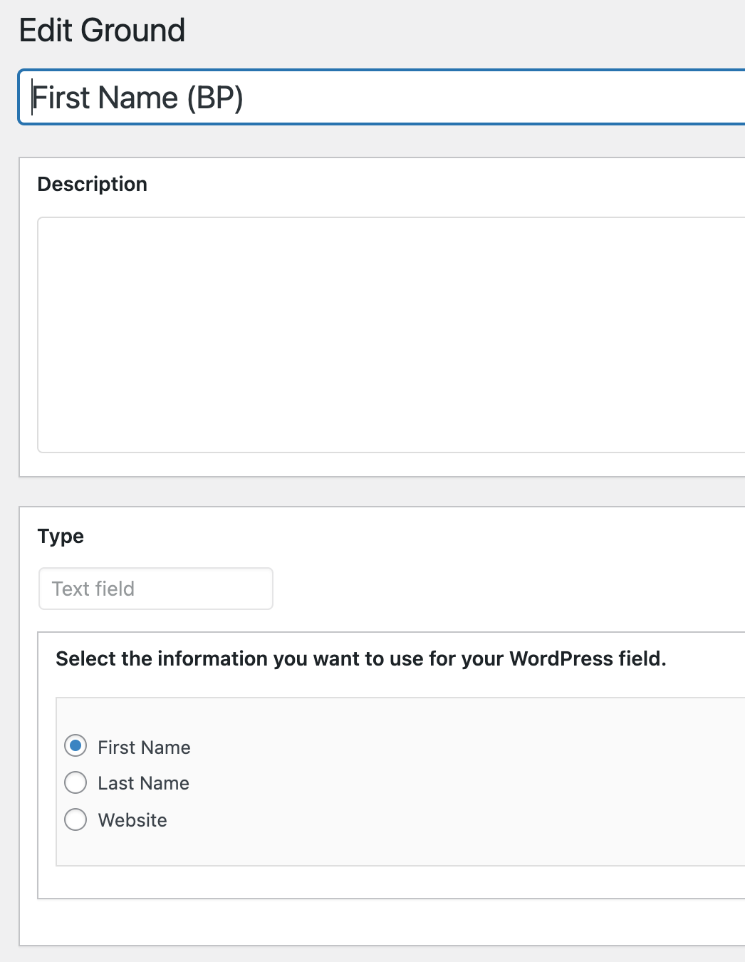 Profile Field settings
