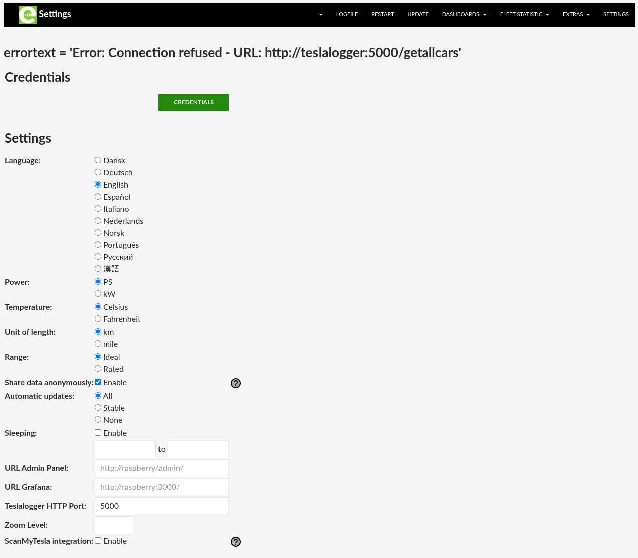 TeslaLogger error