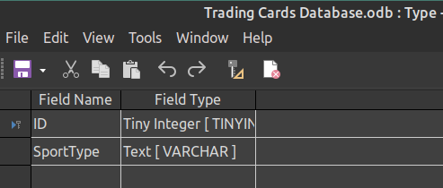 type table format