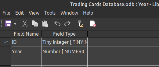 year table format