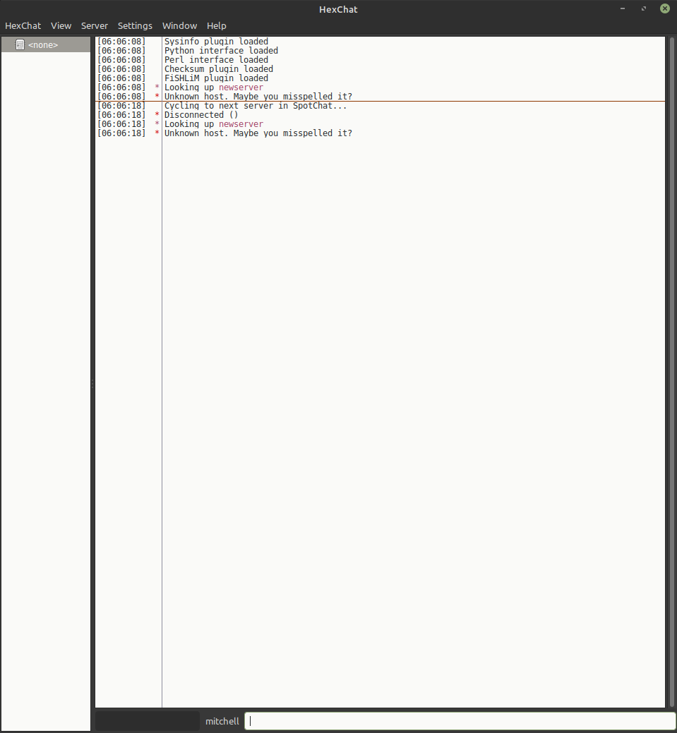HexChat error 1