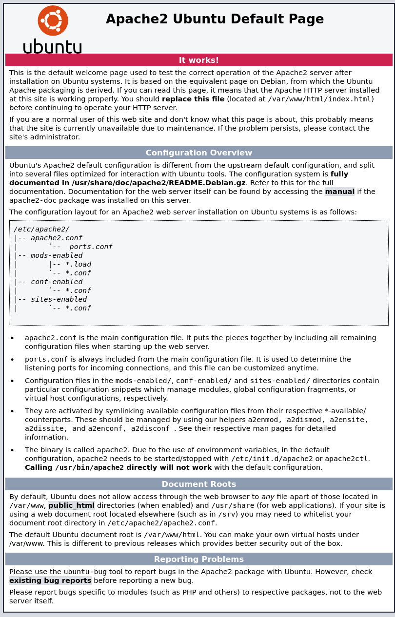 Apache2 Ubuntu Default Page