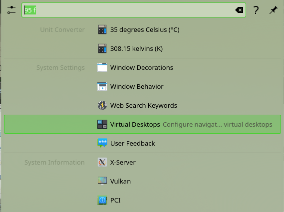 krunner screenshot Fedora 35