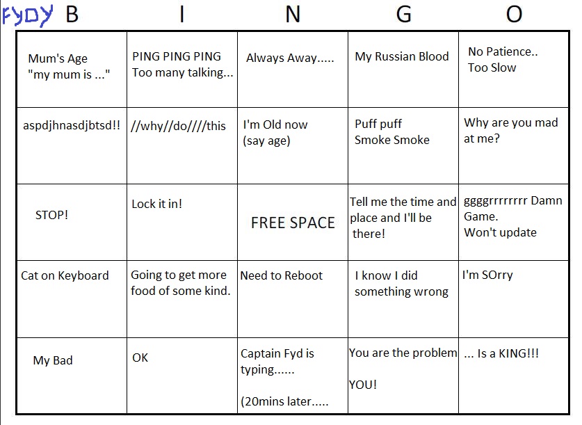 Fydy Bingo