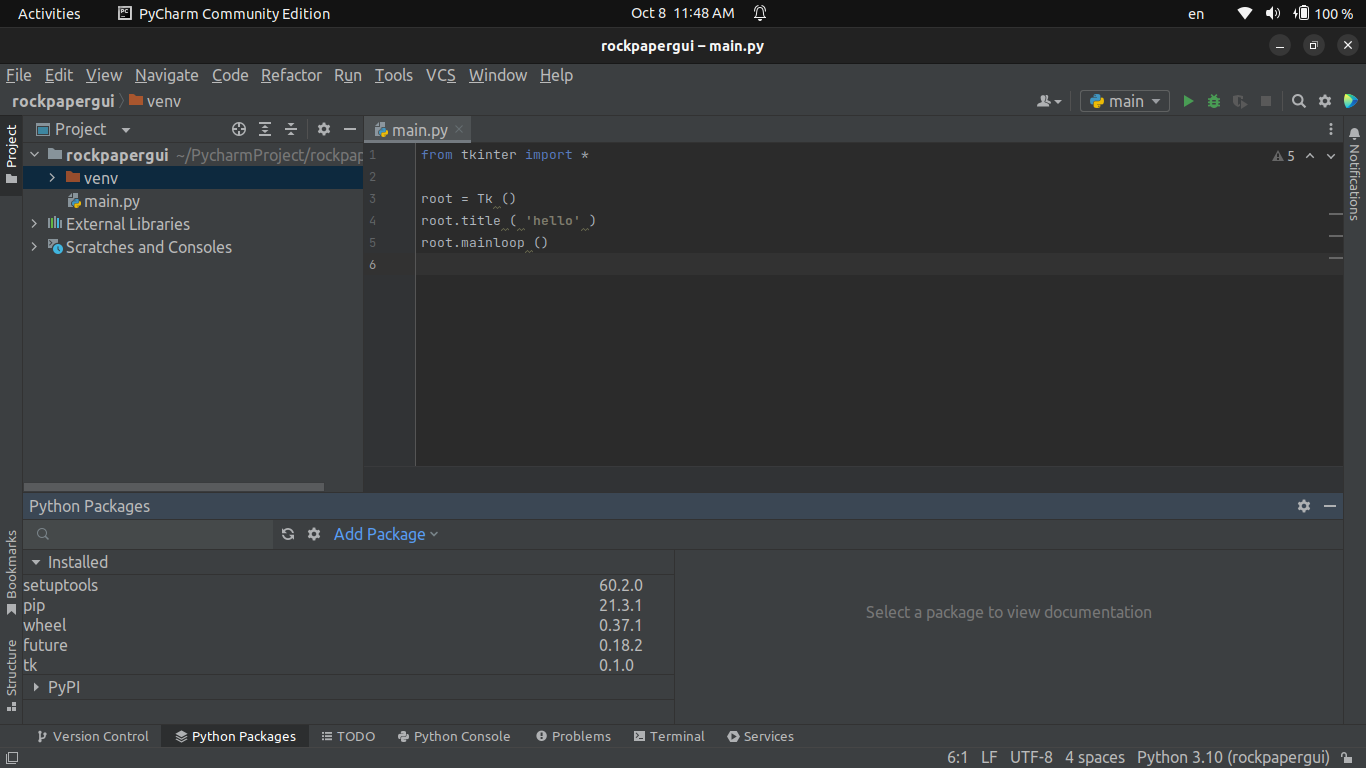 intalled packages in virtual env