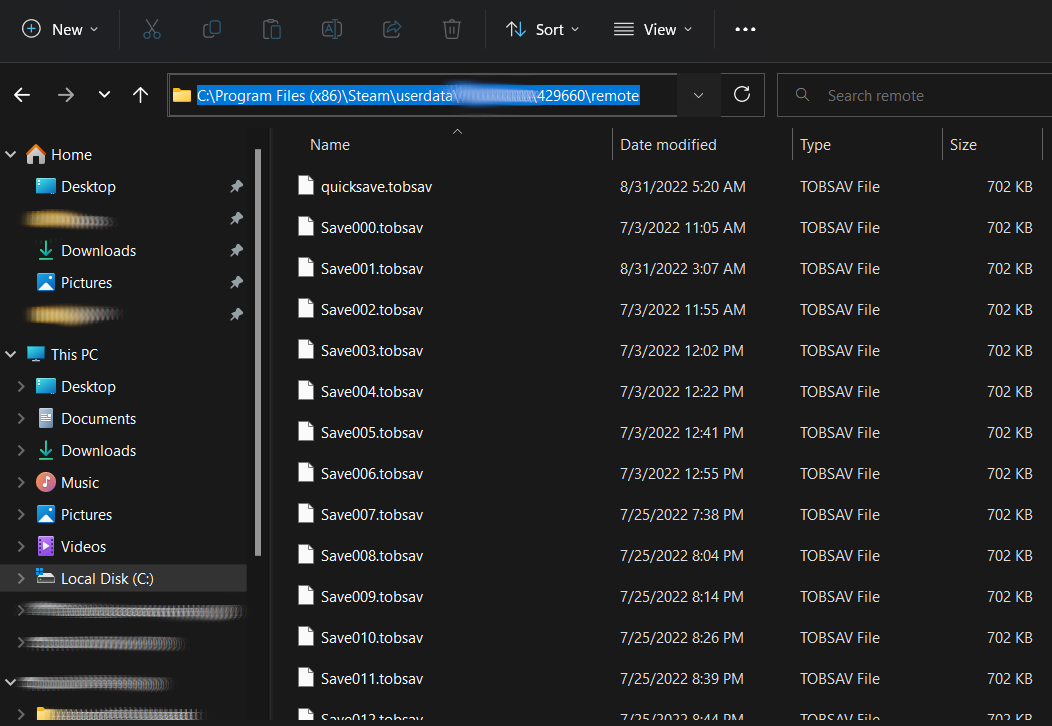 ToB saves folder preview