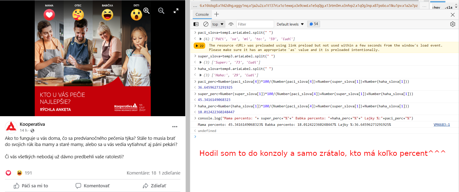 konzola a ja s fb príspevkom