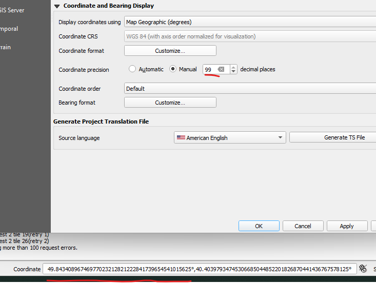 QGIS - Coordinate precision