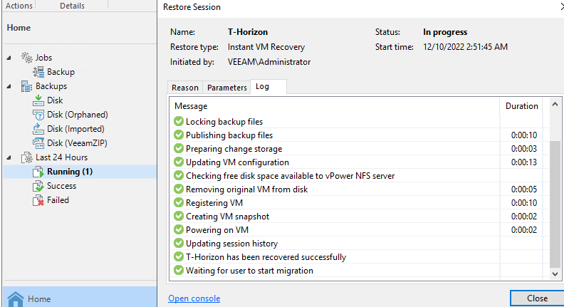 Veeam IR Failed JOb