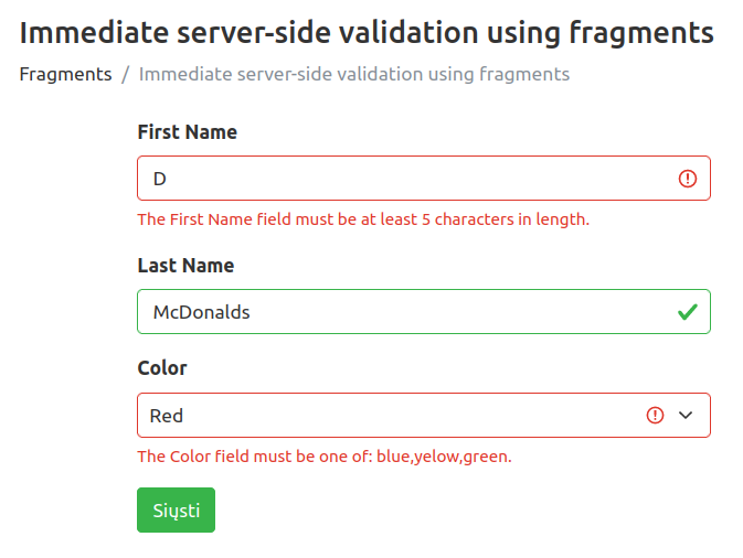 Codeigniter form validation with HTMX