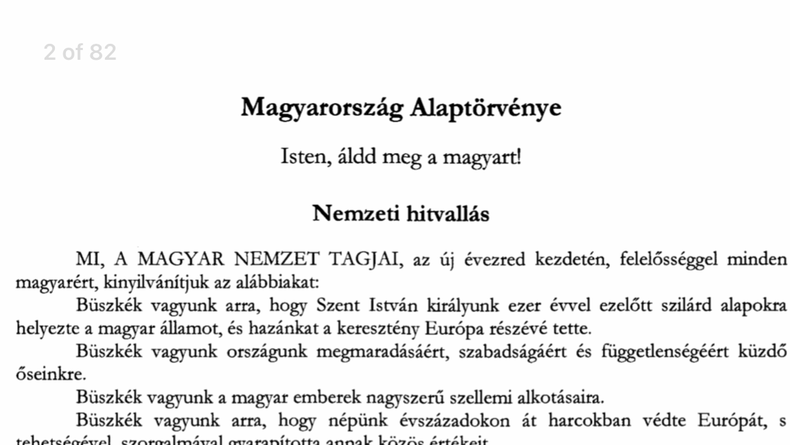 magyar alaptörvény kezdete