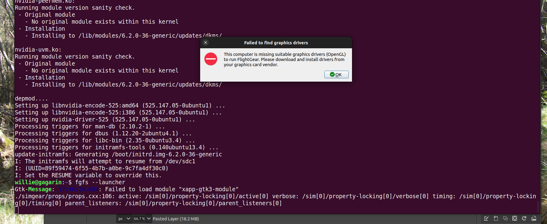 Driver error msg