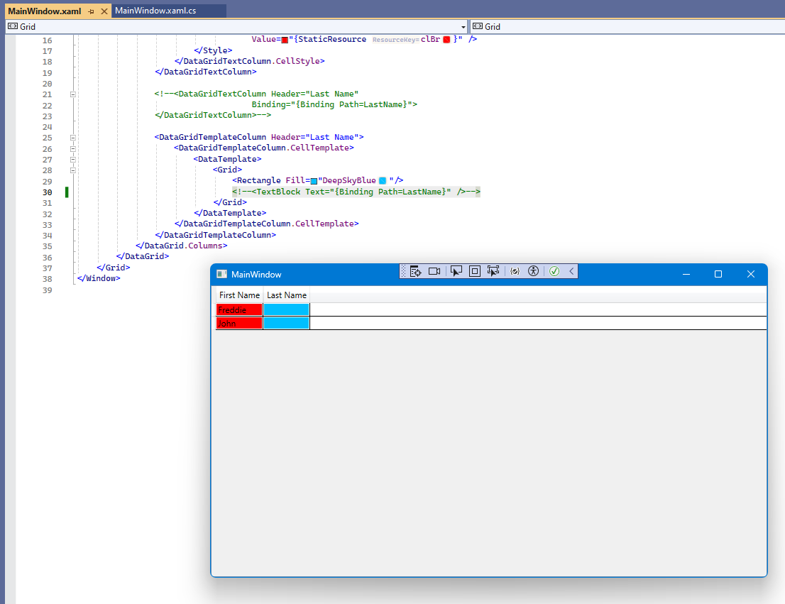 Wpf DataGrid Cell Background Color with no text