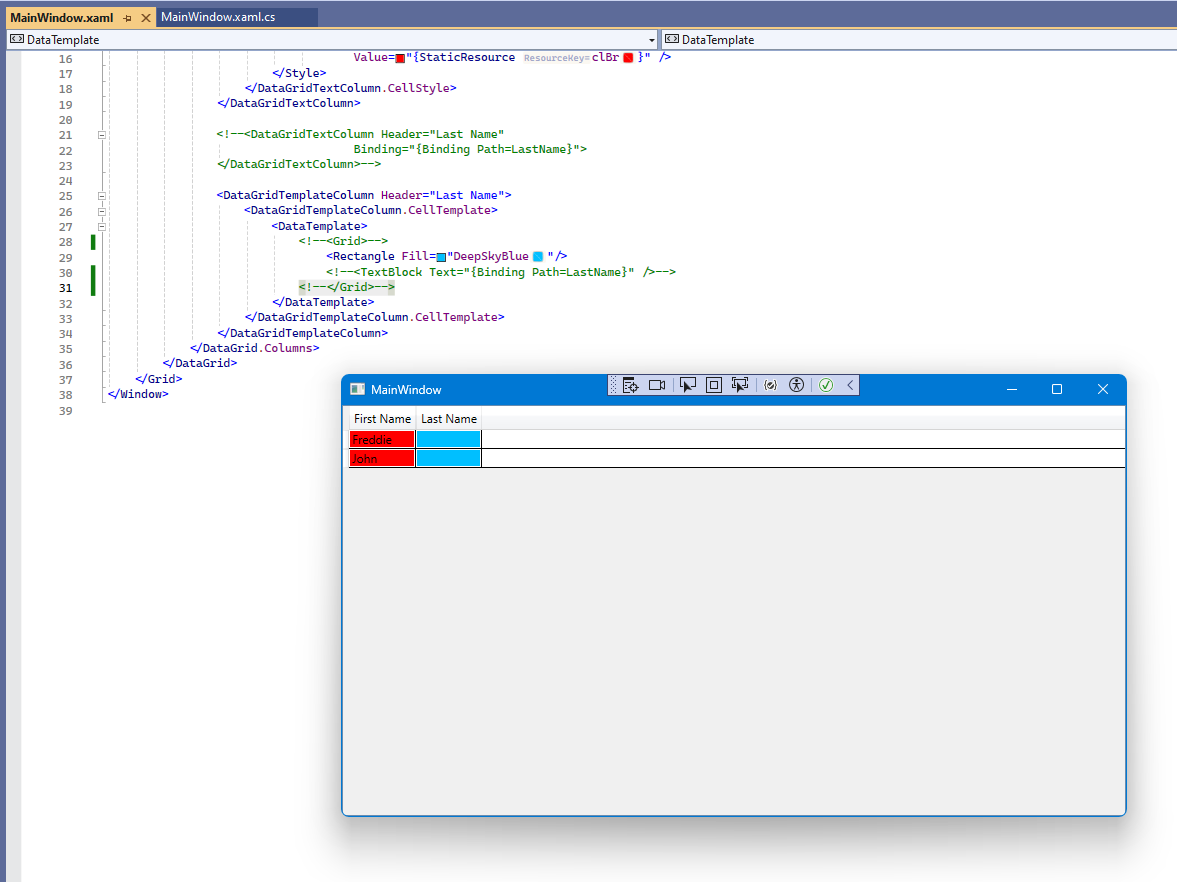 Wpf DataGrid Cell Background Color with no text and no grid