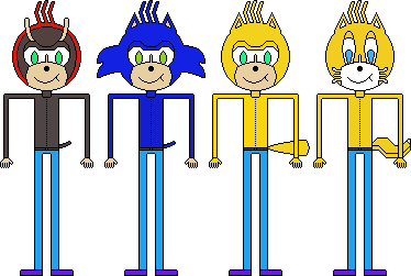 Mighty, Sonic, Ray and Tails GIF
