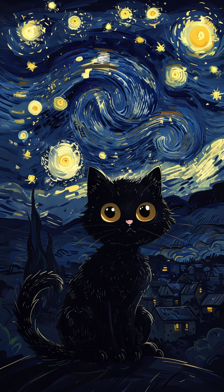 AnimeCatAmidstVanGogh-InspiredNightSky.png