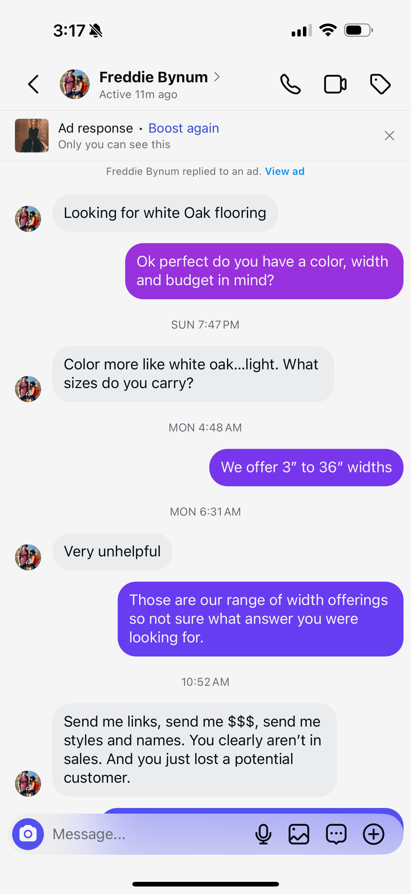 Message Screen 1
