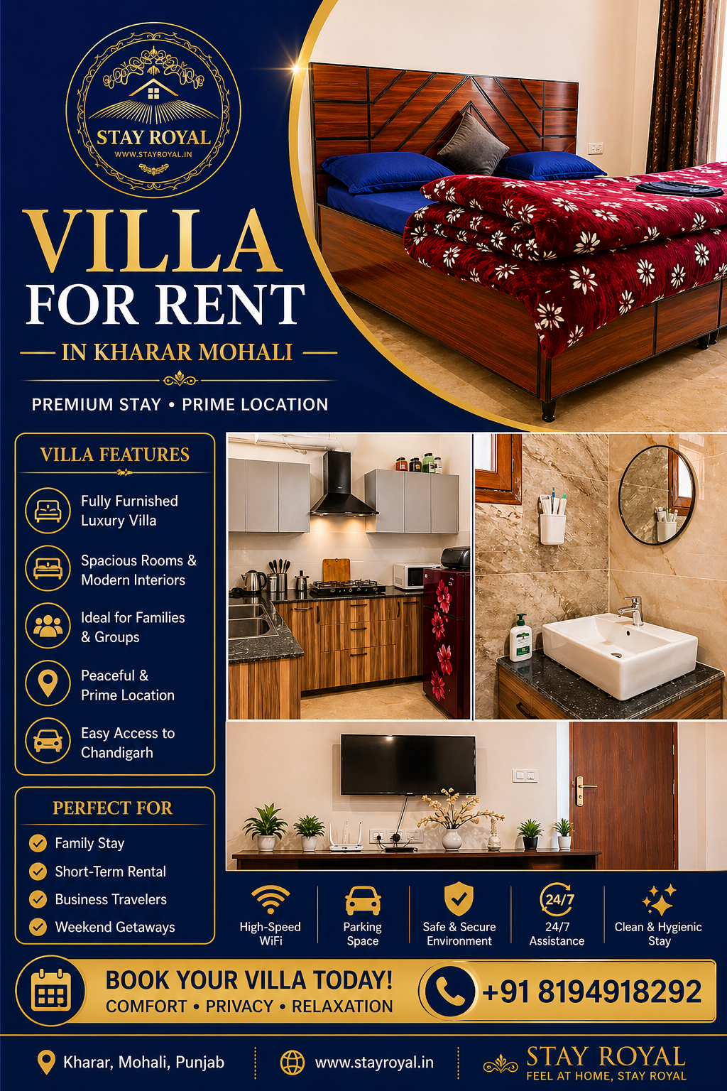 Short Stay Villa for Rent in Kharar Mohali