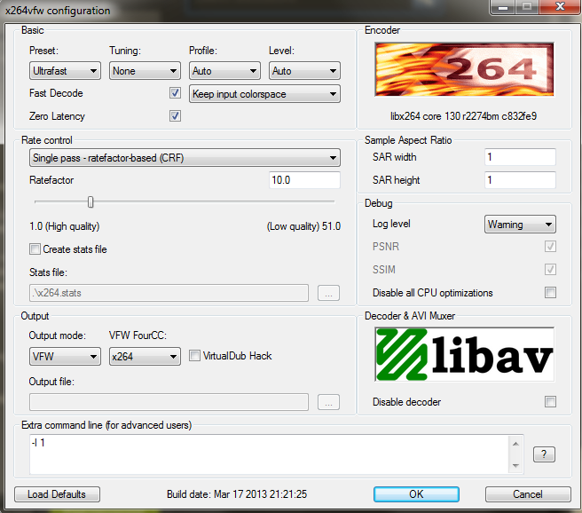 Dxtory x264 settings